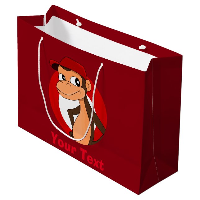 Personalized monkey cartoon large gift bag (Front Angled)