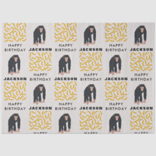Personalized Monkey Chimpanzee & Banana Birthday  Tissue Paper