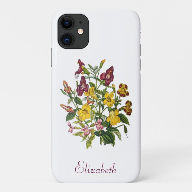 Personalized Monkey-Flowers Case-Mate iPhone Case (Back)