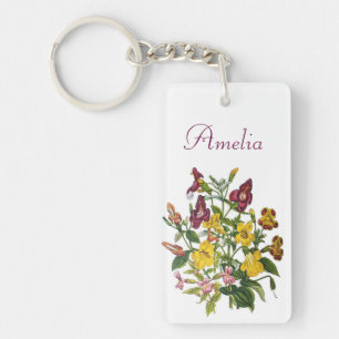 Personalized Monkey-Flowers Keychain