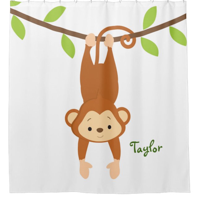 Personalized Monkey, Kid's Shower Curtain (Front)