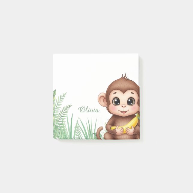 Personalized Monkey Safari Sticky Notes (Front)