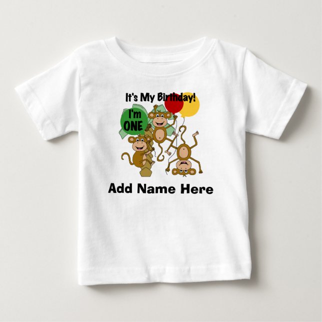Personalized Monkey Shine 1st Birthday Tshirt (Front)
