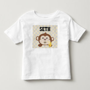 Personalized Monkey Toddler T-Shirt, White T-shirt