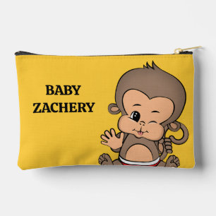 Personalized Monkey Yellow Accessory Pouch