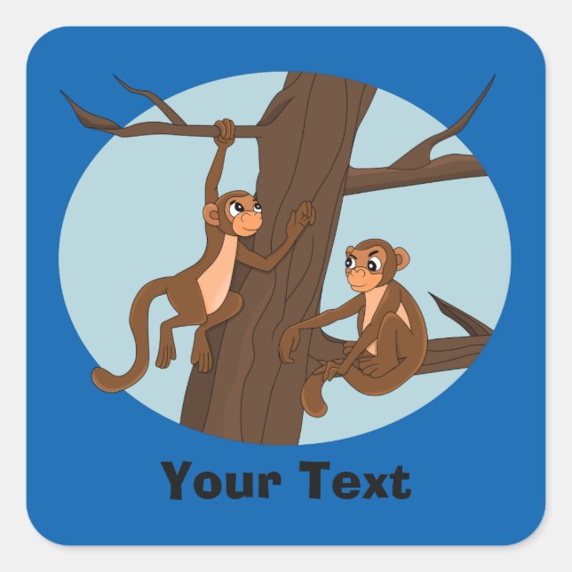 Personalized Monkeys climbing the tree Square Stic Square Sticker (Front)