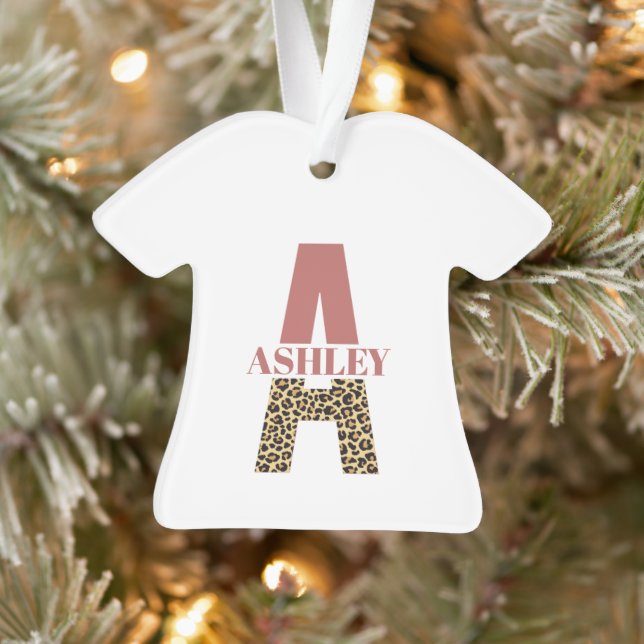 Personalized Monogram A Pink Leopard print Ornament (Tree)