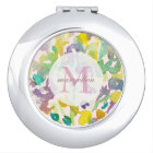 Personalized Monogram Abstract Floral Compact