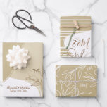 Personalized Monogram Abstract Floral Wedding Wrap Wrapping Paper Sheet<br><div class="desc">Personalized abstract floral engagement,  wedding or bridal shower wrapping paper with golden khaki flowers. Add your own text with easy to use Zazzle editing tool!  Modern design in neutral colours. PLEASE NOTE: The gold details are imitation. No actual foil used. Visit the shop to see all the collection.</div>