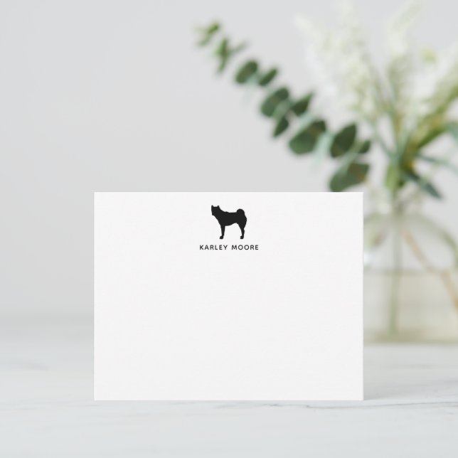 Personalized Monogram Akita Dog Black and White  Card (Standing Front)