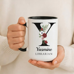 Personalized Monogram Alphabet Mug for Librarian