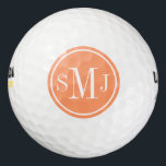 Personalized Monogram and Atomic Orange Frame Golf Balls<br><div class="desc">Preppy monogram. Circle Frame. Elegant Orange. Design by José Ricardo</div>
