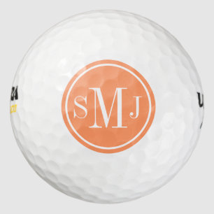 Personalized Monogram and Atomic Orange Frame Golf Balls
