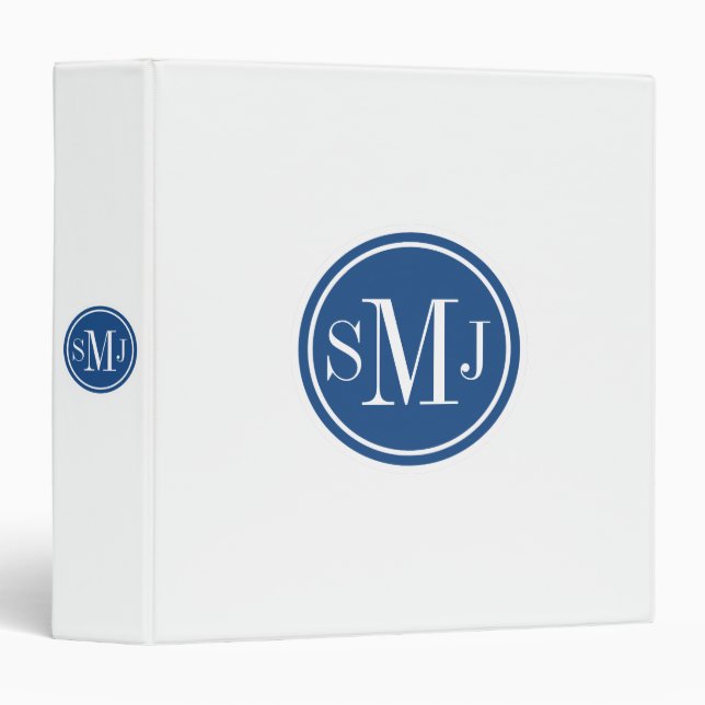 Personalized Monogram and Classic Blue Binder (Front/Spine)