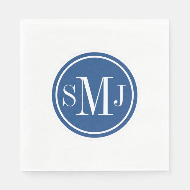 Personalized Monogram and Classic Blue Napkin (Front)