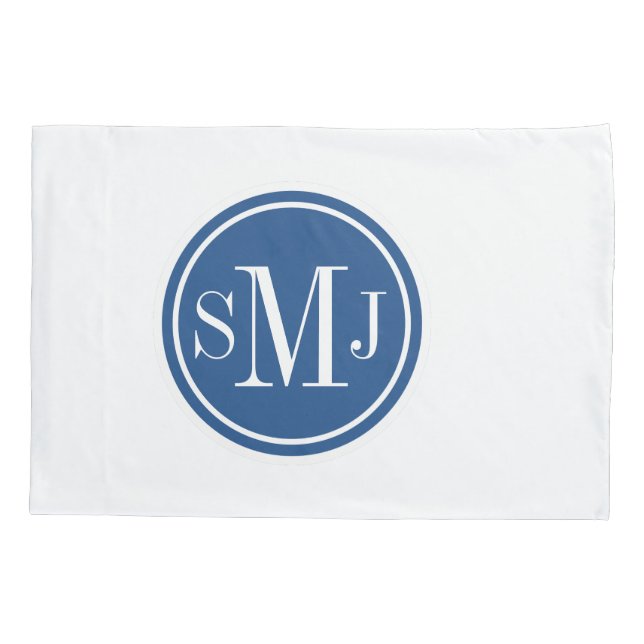 Personalized Monogram and Classic Blue Pillowcase (Back)