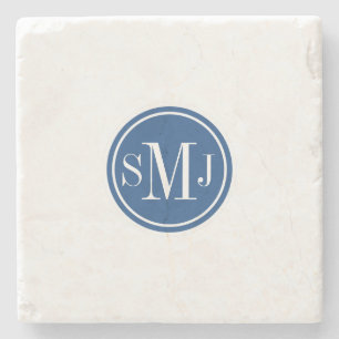 Personalized Monogram and Classic Blue Stone Coaster