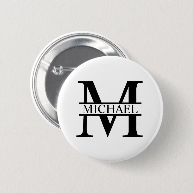 Personalized Monogram and Name 2 Inch Round Button (Front & Back)