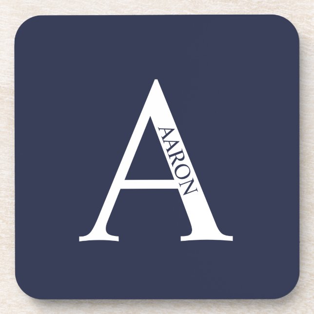Personalized Monogram and Name Beverage Coaster (Front)