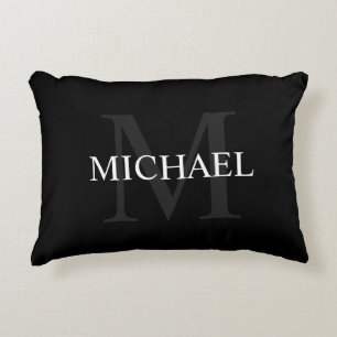 Personalized Monogram and Name Black Accent Pillow