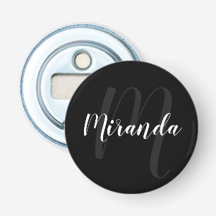 Personalized Monogram and Name Black Bottle Opener
