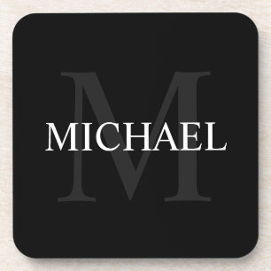 Personalized Monogram and Name Black Coaster