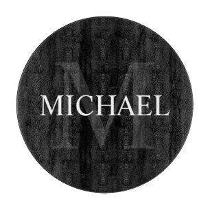 Personalized Monogram and Name Black Cutting Board