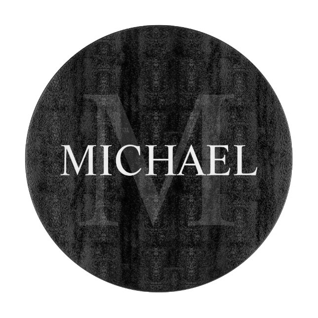 Personalized Monogram and Name Black Cutting Board (Front)