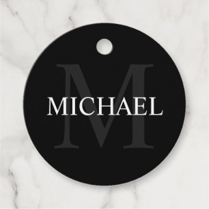 Personalized Monogram and Name Black Favour Tags