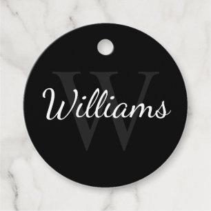 Personalized Monogram and Name Black Favour Tags