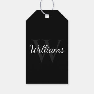 Personalized Monogram and Name Black Gift Tags