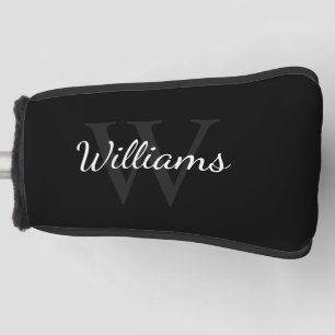 Personalized Monogram and Name Black Golf Head Cover