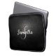 Personalized Monogram and Name Black Leather Laptop Sleeve (Front Left)