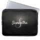 Personalized Monogram and Name Black Leather Laptop Sleeve (Front)