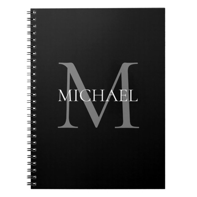 Personalized Monogram and Name Black Notebook (Front)