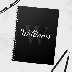 Personalized Monogram and Name Black Notebook