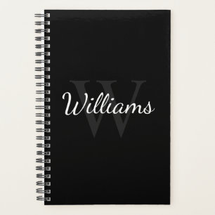 Personalized Monogram and Name Black Planner