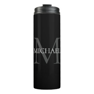 Personalized Monogram and Name Black Thermal Tumbler