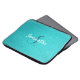 Personalized Monogram and Name Blue Leather Laptop Sleeve (Front Top)
