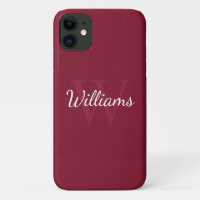 Personalized Monogram and Name Burgundy Red