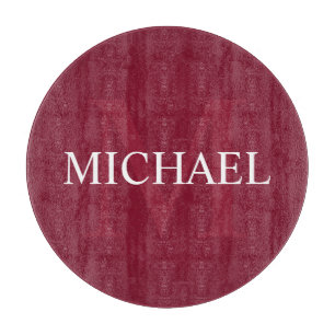 Personalized Monogram and Name Burgundy Red Cutting Board