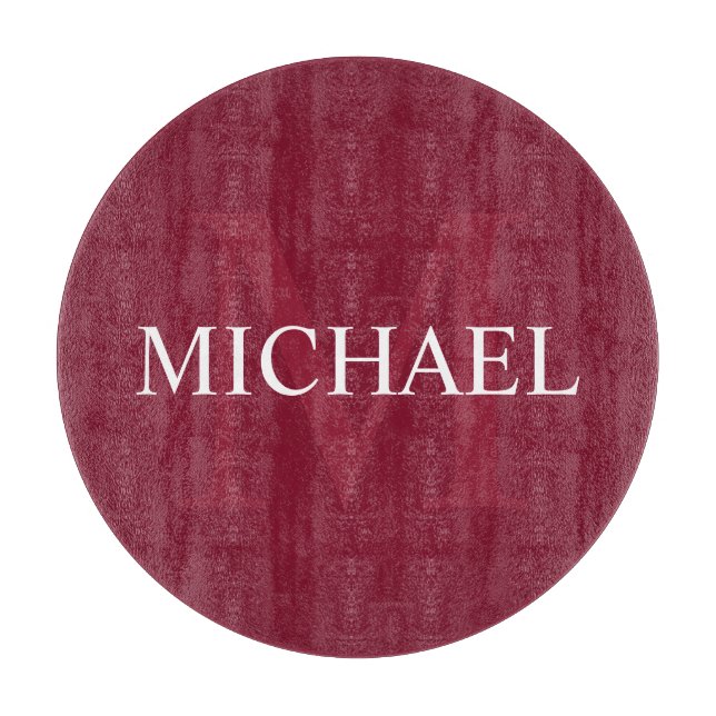 Personalized Monogram and Name Burgundy Red Cutting Board (Front)