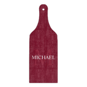 Personalized Monogram and Name Burgundy Red Cutting Board
