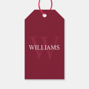 Personalized Monogram and Name Burgundy Red Gift Tags