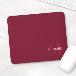 Personalized Monogram and Name Burgundy Red Mouse Pad<br><div class="desc">Personalized Monogram and Name Gift
features personalized name in white and monogram in light burgundy red as background,  in classic serif font style,  
on burgundy red background.

Perfect as holiday gift,  father's day gift for dad and gift for any special occasions.</div>