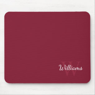 Personalized Monogram and Name Burgundy Red Mouse Pad