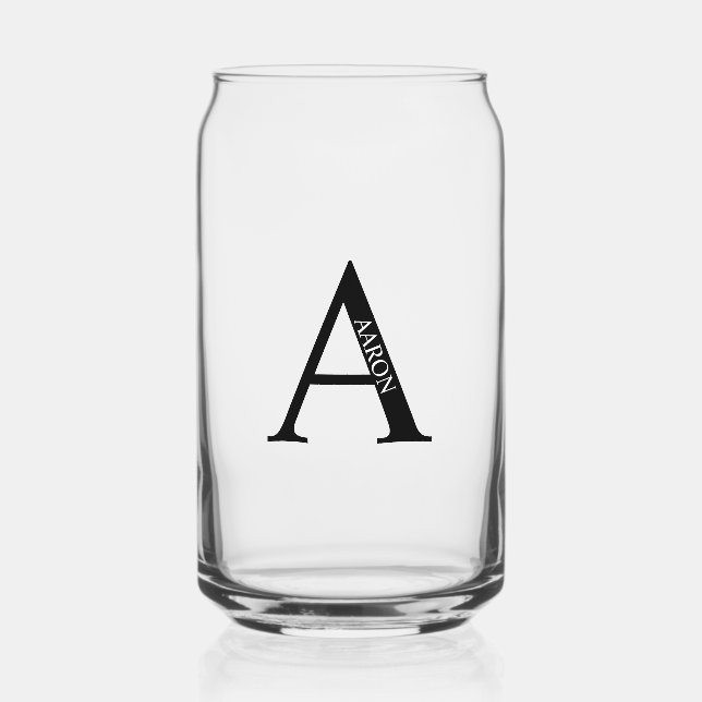 Personalized Monogram and Name Can Glass (Front)