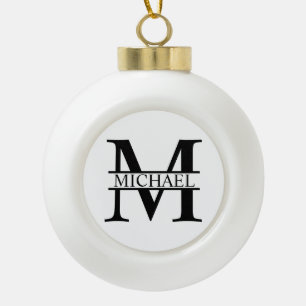 Personalized Monogram and Name Ceramic Ball Christmas Ornament