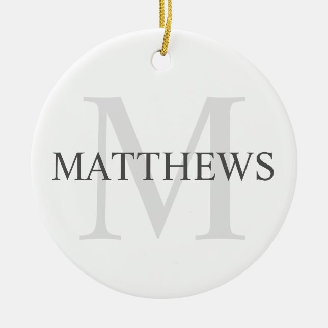 Personalized Monogram and Name Ceramic Ornament (Front)