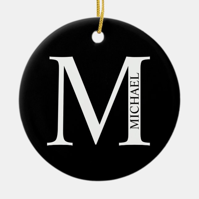 Personalized Monogram and Name Ceramic Ornament (Front)